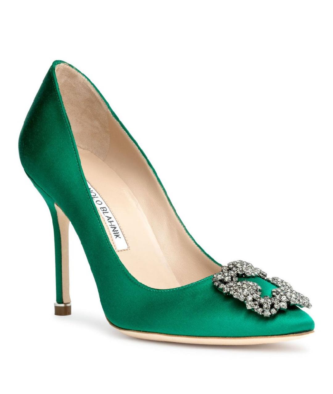 MANOLO BLAHNIK Зеленые текстильные туфли, фото 3