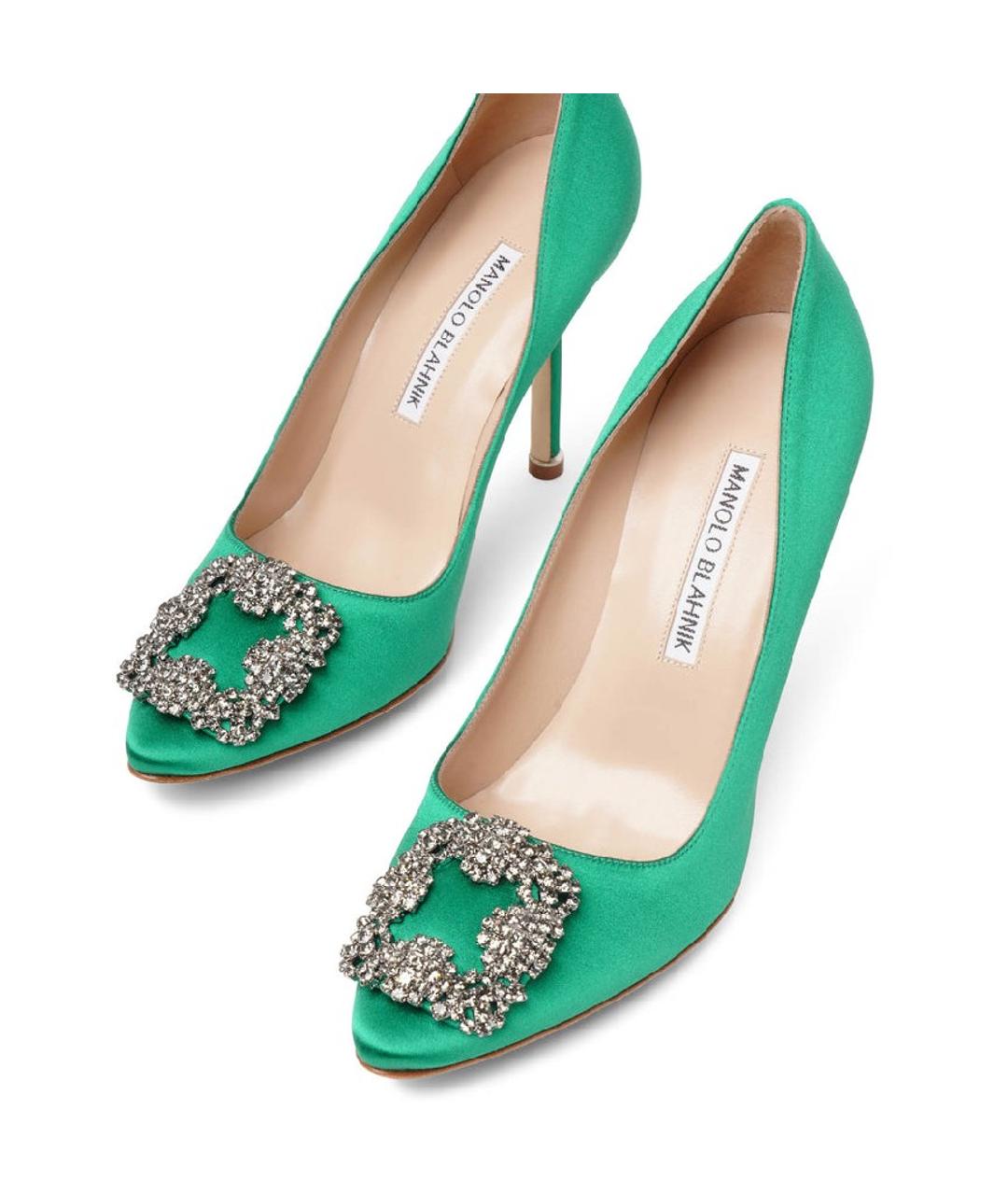 MANOLO BLAHNIK Зеленые текстильные туфли, фото 5
