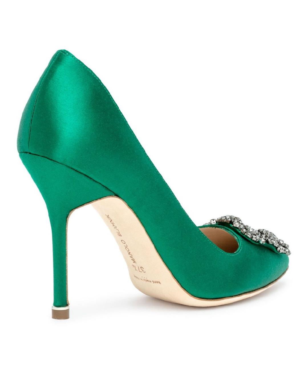 MANOLO BLAHNIK Зеленые текстильные туфли, фото 4