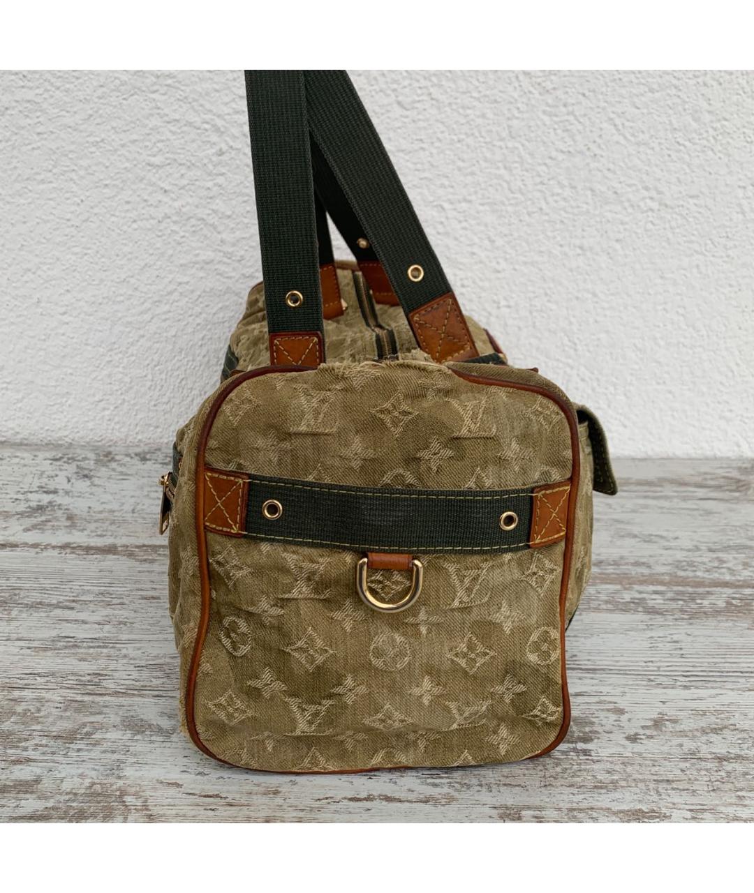 LOUIS VUITTON Зеленая жаккардовая сумка тоут, фото 3