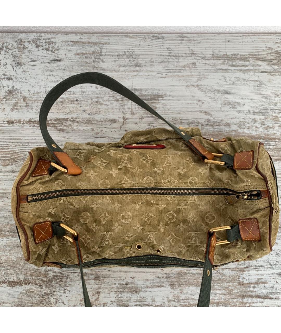 LOUIS VUITTON Зеленая жаккардовая сумка тоут, фото 6