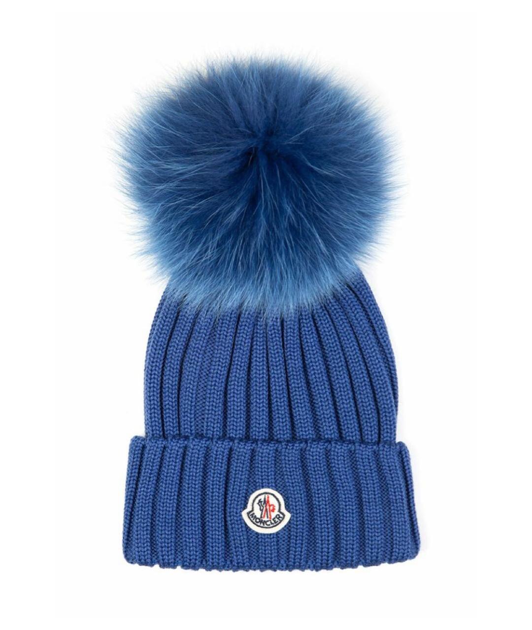 MONCLER Темно-синяя шерстяная шапка, фото 1