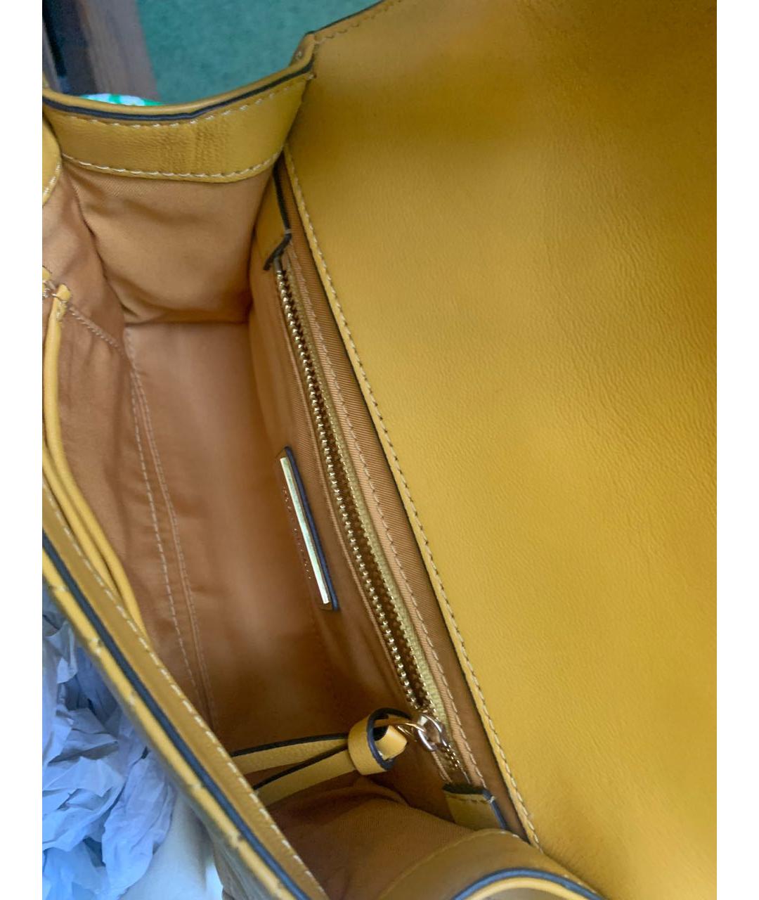 TORY BURCH Желтая кожаная сумка через плечо, фото 4