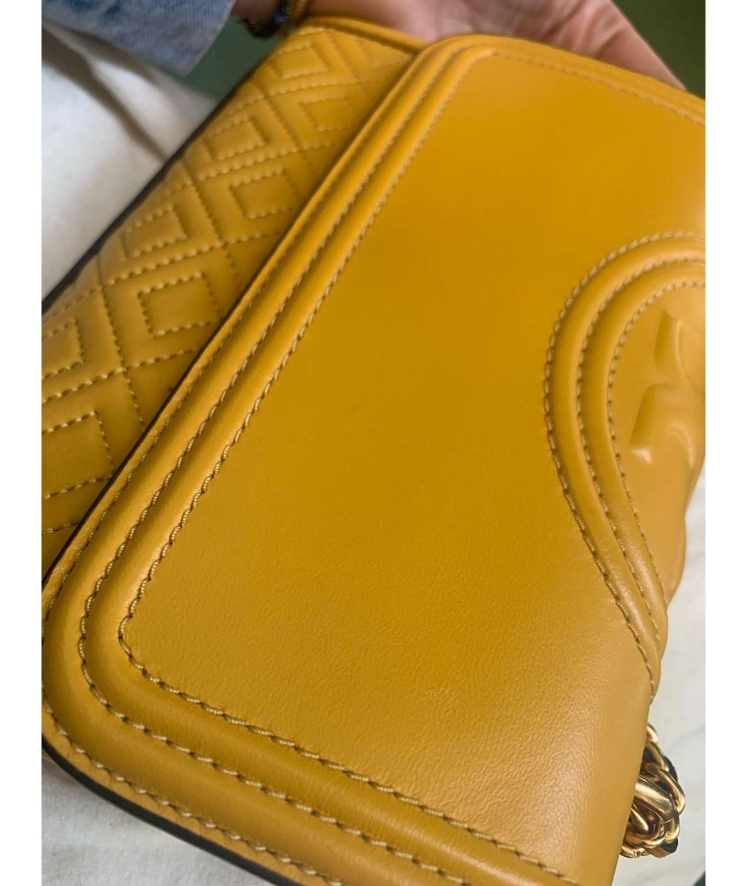 TORY BURCH Желтая кожаная сумка через плечо, фото 6