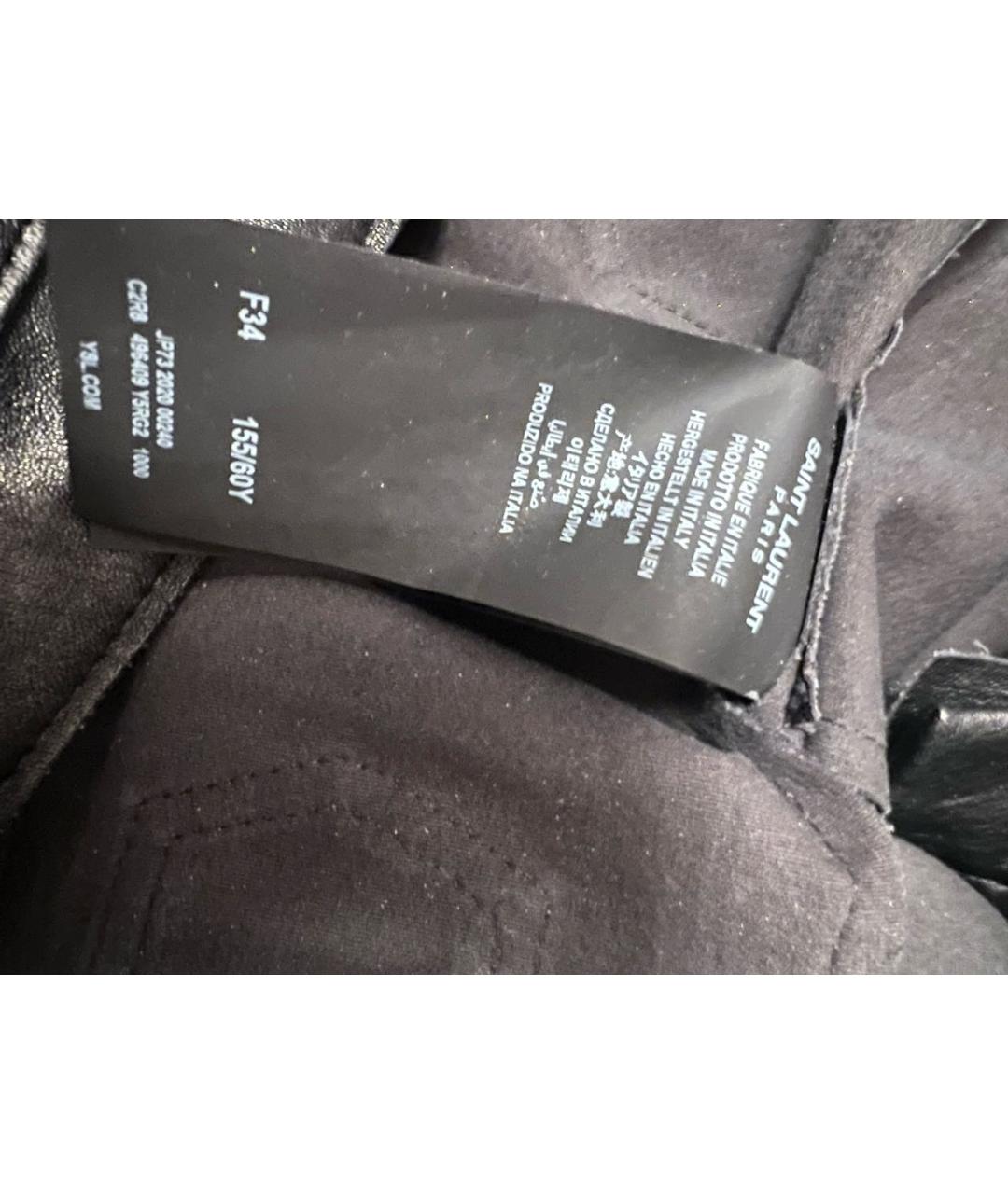 SAINT LAURENT Черные кожаные брюки узкие, фото 3