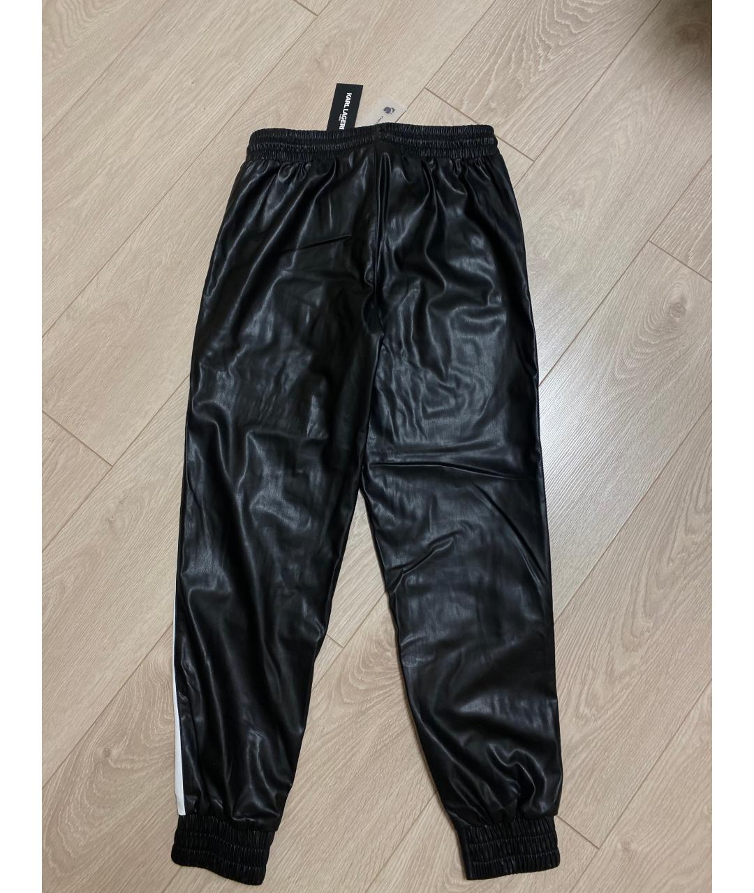 KARL LAGERFELD Черные кожаные брюки широкие, фото 2
