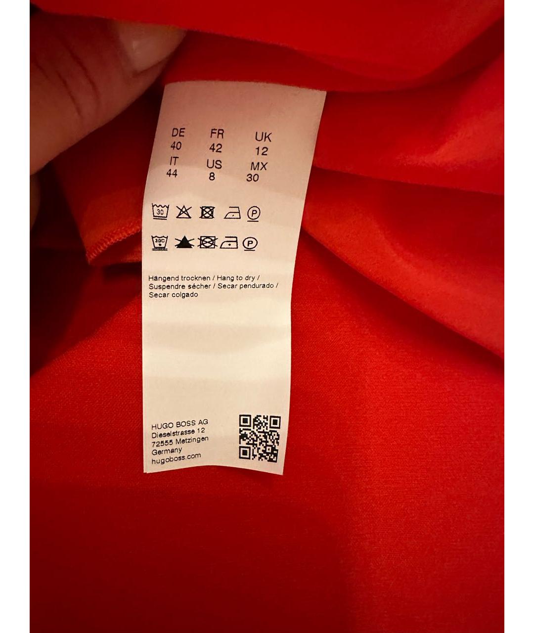 HUGO BOSS Оранжевая полиэстеровая юбка миди, фото 3