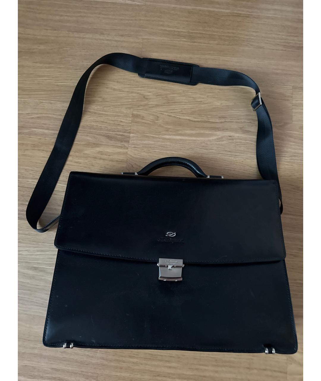 DUPONT Черный кожаный портфель, фото 5