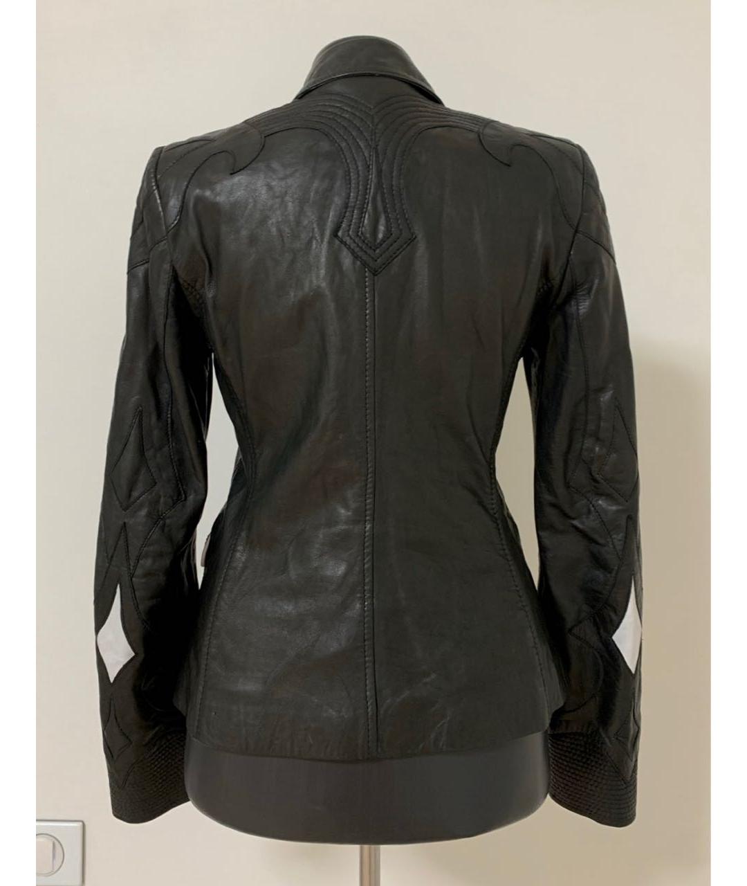 JUST CAVALLI Черный кожаный жакет/пиджак, фото 3