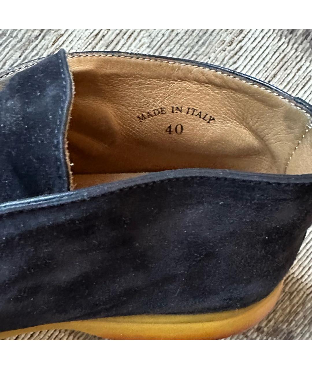 LORO PIANA Темно-синие замшевые низкие ботинки, фото 8