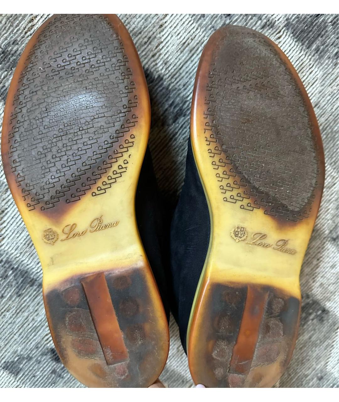 LORO PIANA Темно-синие замшевые низкие ботинки, фото 6