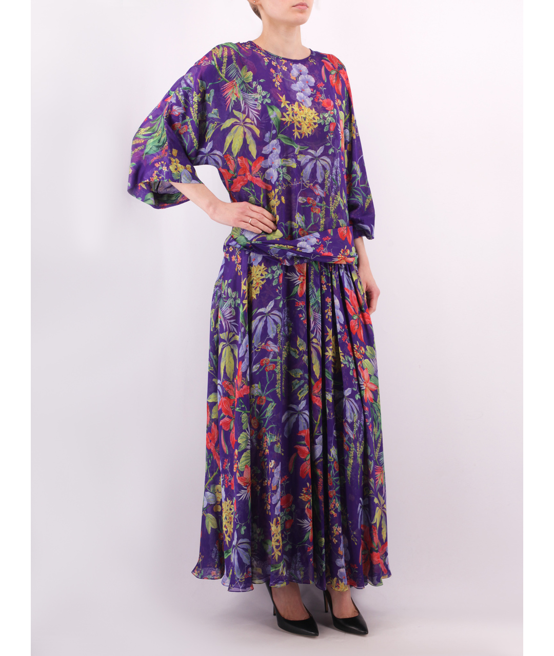 ROCHAS Фиолетовое шелковое повседневное платье, фото 2