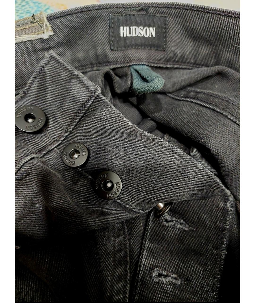 HUDSON Черные хлопковые прямые джинсы, фото 3