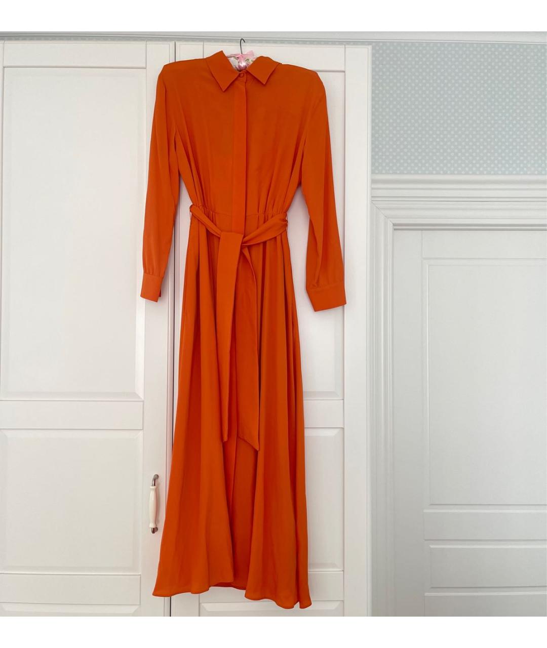 WEEKEND MAX MARA Оранжевое шелковое повседневное платье, фото 7
