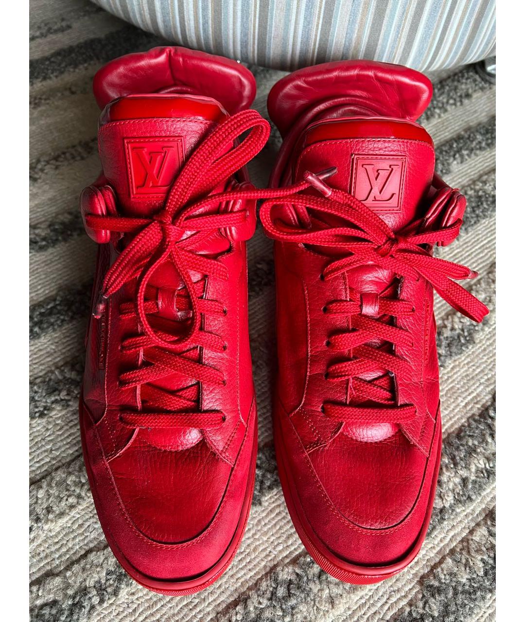 LOUIS VUITTON Красные кожаные высокие кроссовки / кеды, фото 2