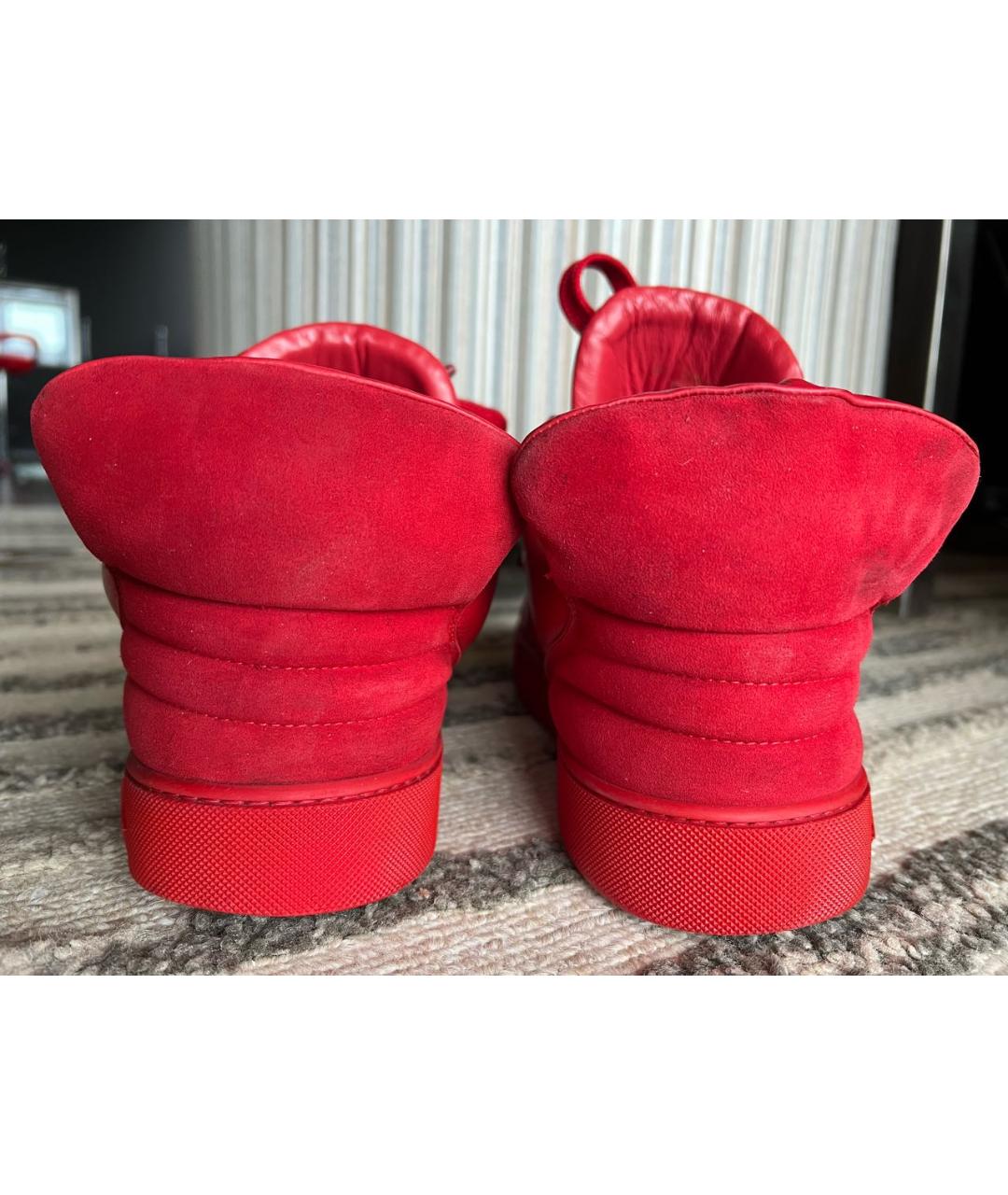 LOUIS VUITTON Красные кожаные высокие кроссовки / кеды, фото 3