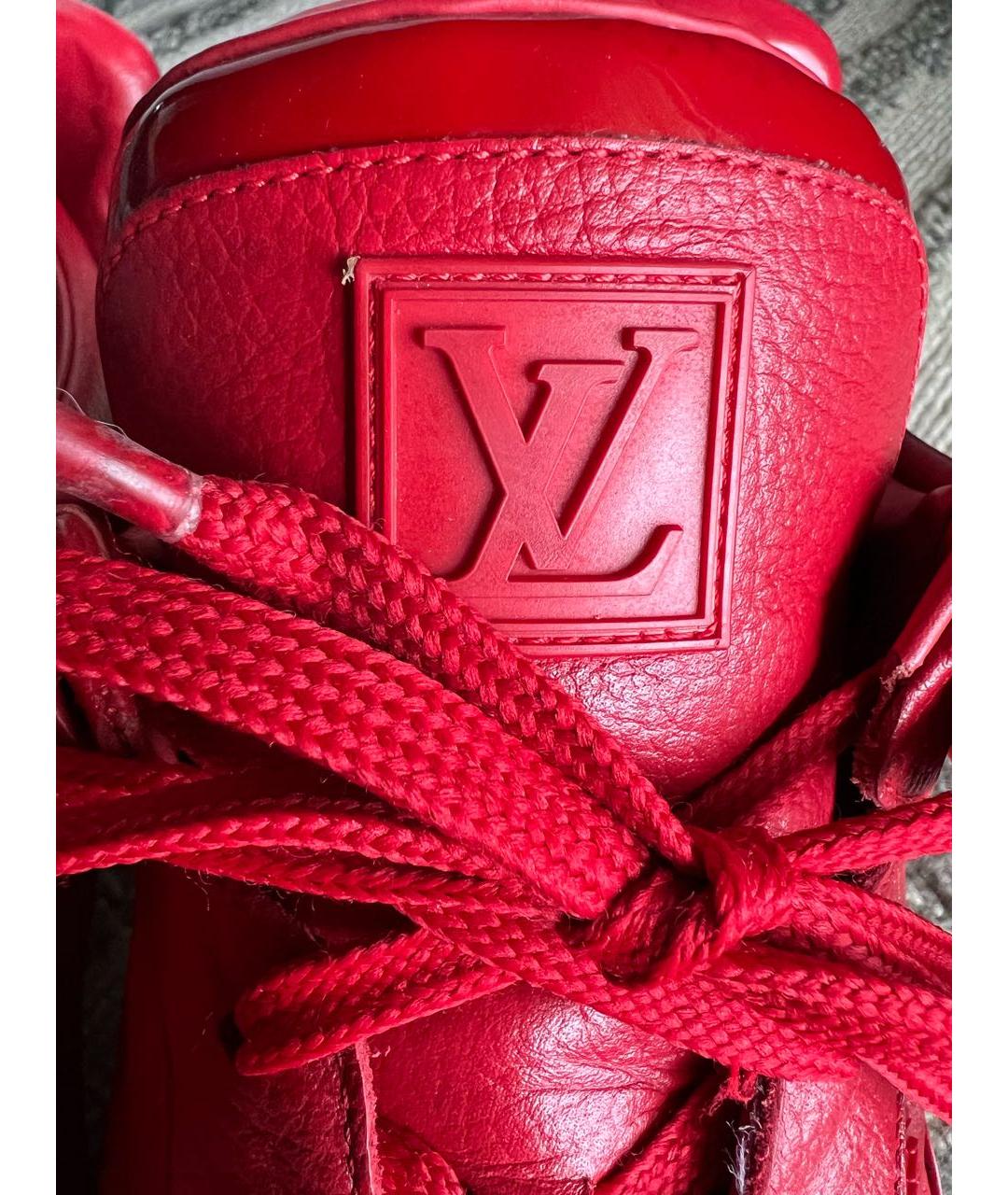 LOUIS VUITTON Красные кожаные высокие кроссовки / кеды, фото 4