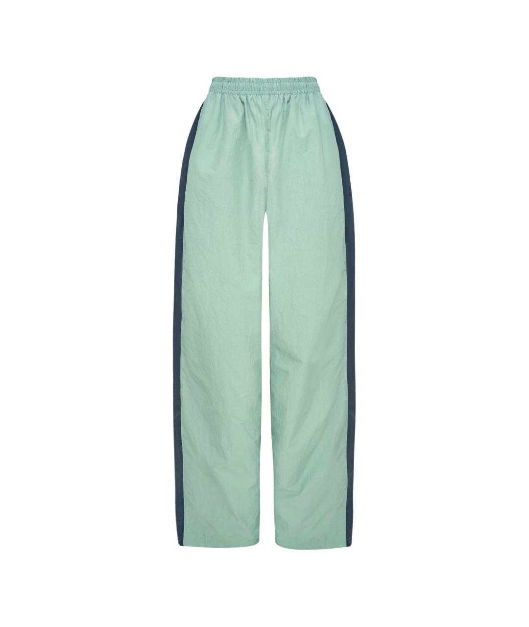 PERVERT Зеленые полиэстеровые брюки широкие, фото 1