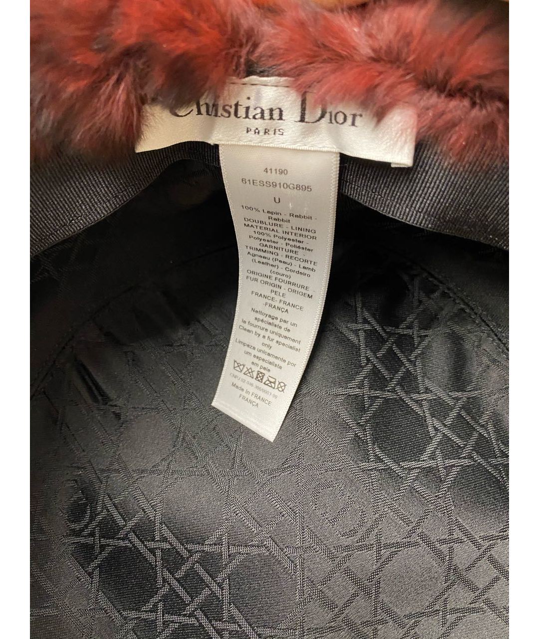 CHRISTIAN DIOR PRE-OWNED Бордовая шапка, фото 3