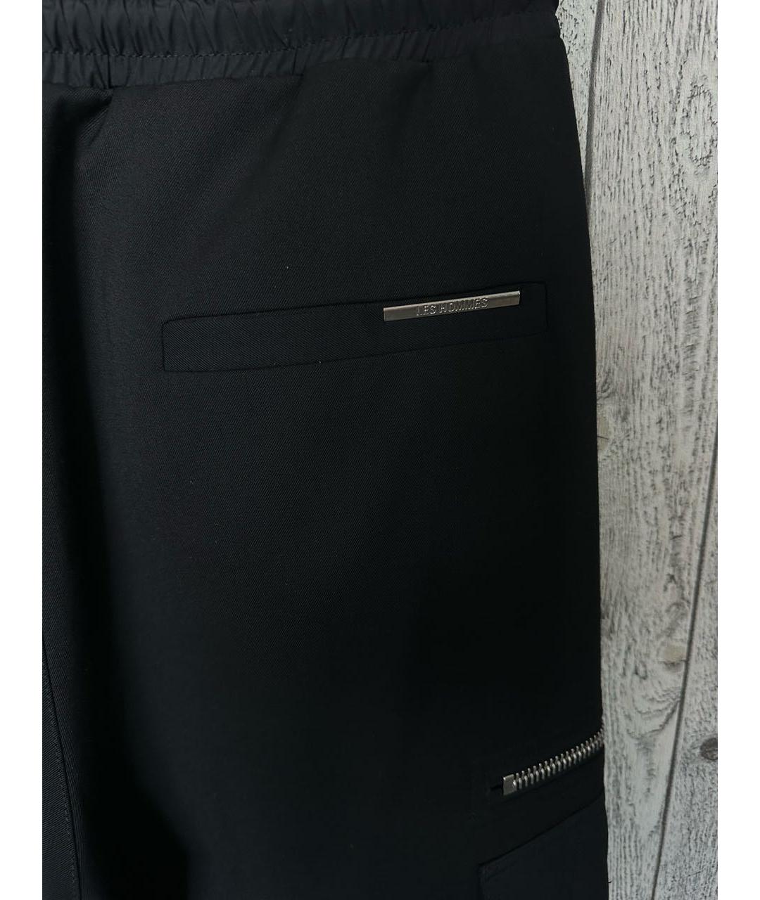 Les Hommes Черные шерстяные повседневные брюки, фото 4