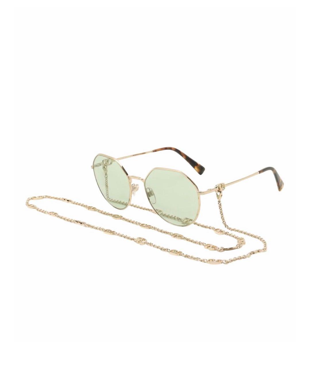 VALENTINO Золотые металлические солнцезащитные очки, фото 1