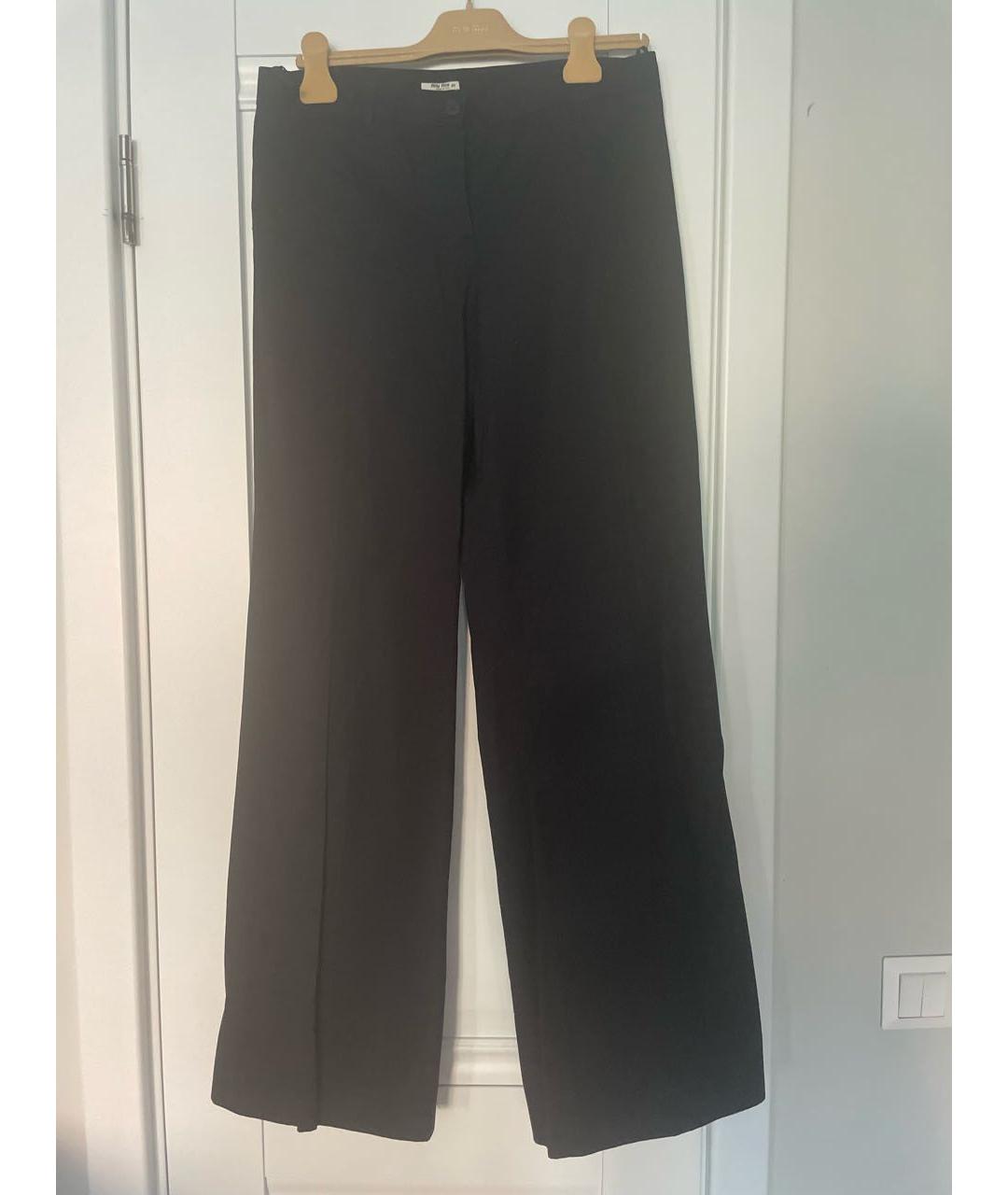 MIU MIU Черные хлопковые прямые брюки, фото 3