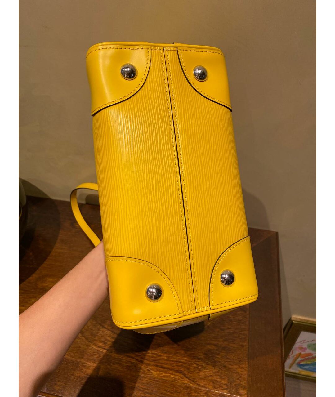 LOUIS VUITTON PRE-OWNED Желтая кожаная сумка тоут, фото 6