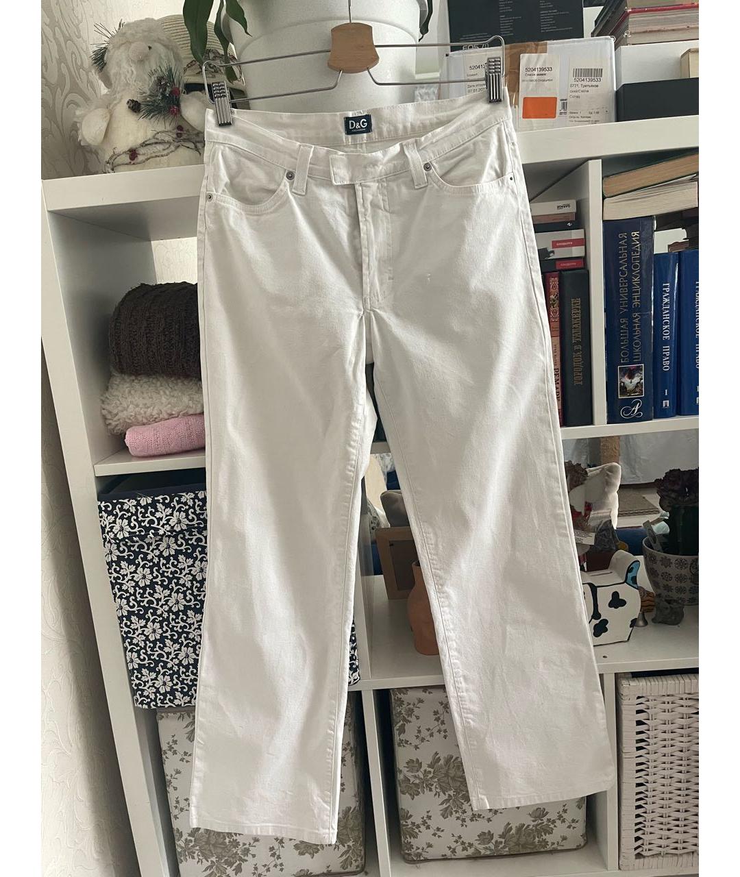 DOLCE & GABBANA VINTAGE Белые хлопковые прямые джинсы, фото 2