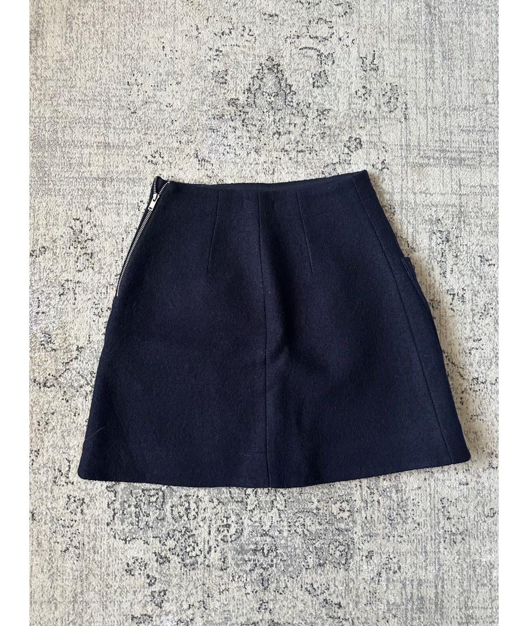 COS Темно-синяя шерстяная юбка мини, фото 2
