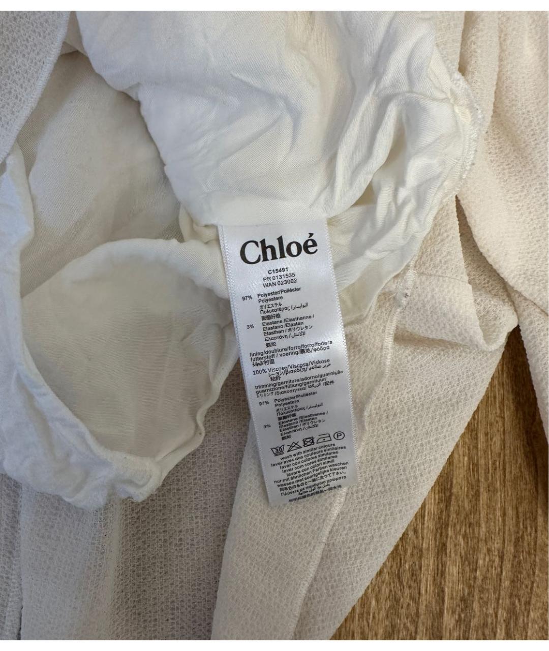 CHLOE Белая шелковая рубашка/блузка, фото 7