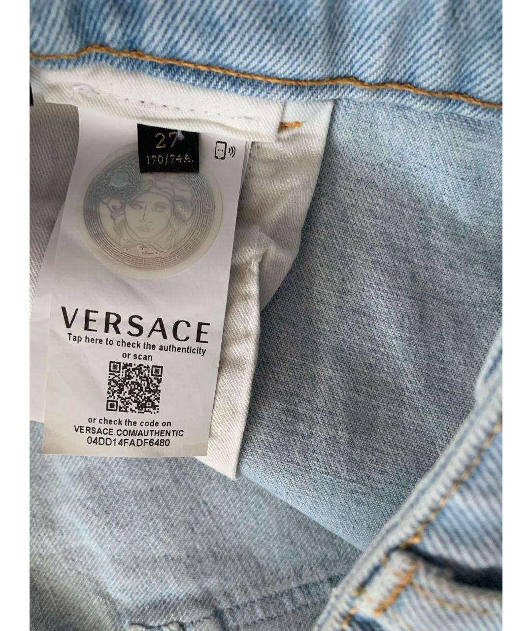 VERSACE Голубые прямые джинсы, фото 5