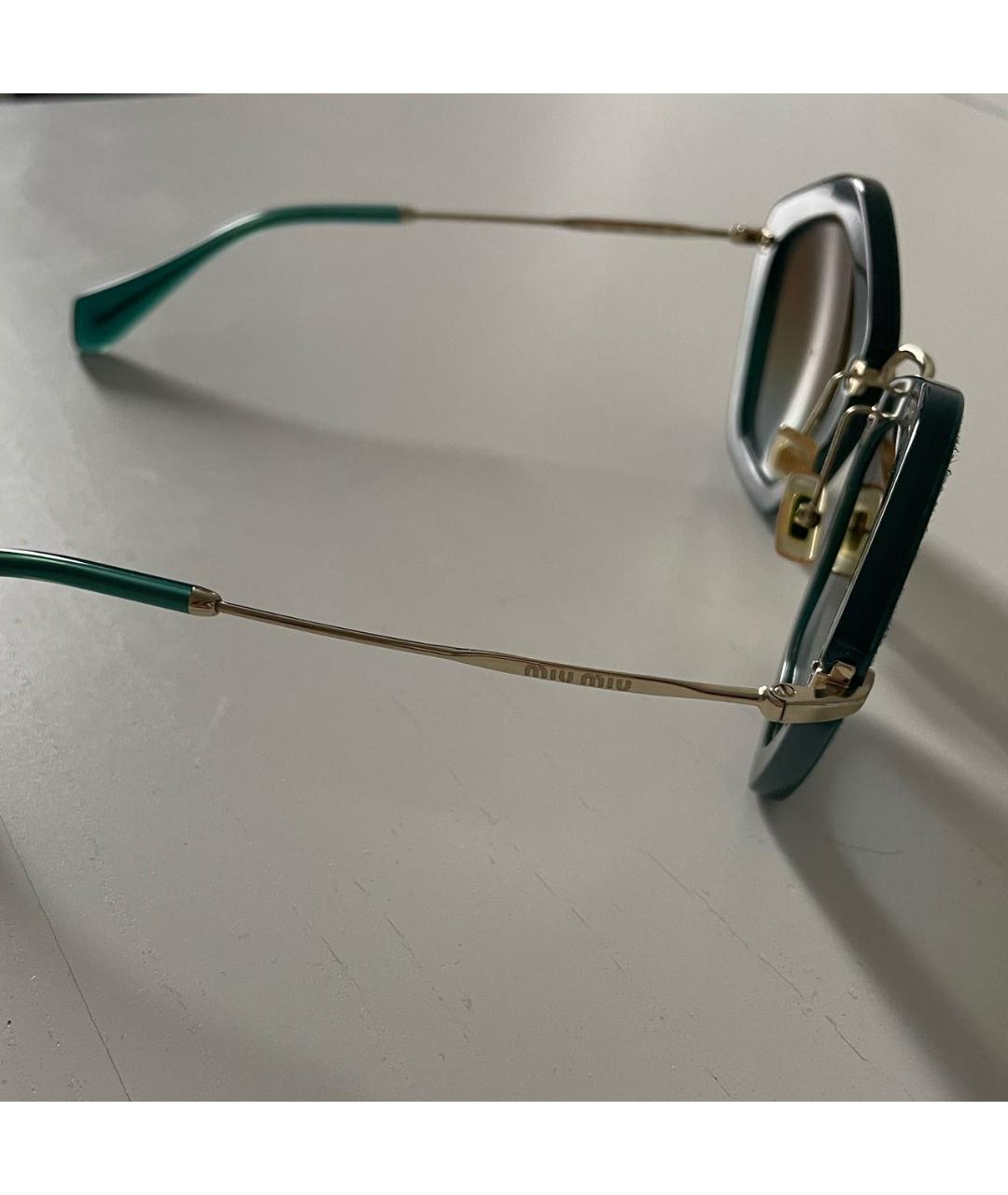 MIU MIU Бирюзовые пластиковые солнцезащитные очки, фото 2