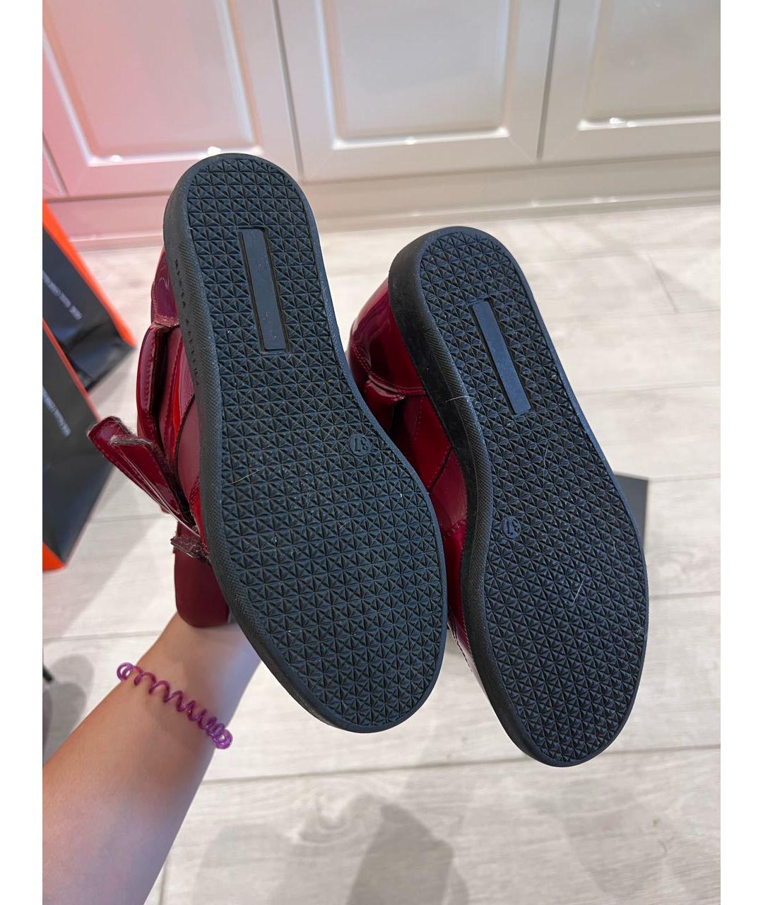 PHILIPP PLEIN Бордовые кожаные кроссовки, фото 6