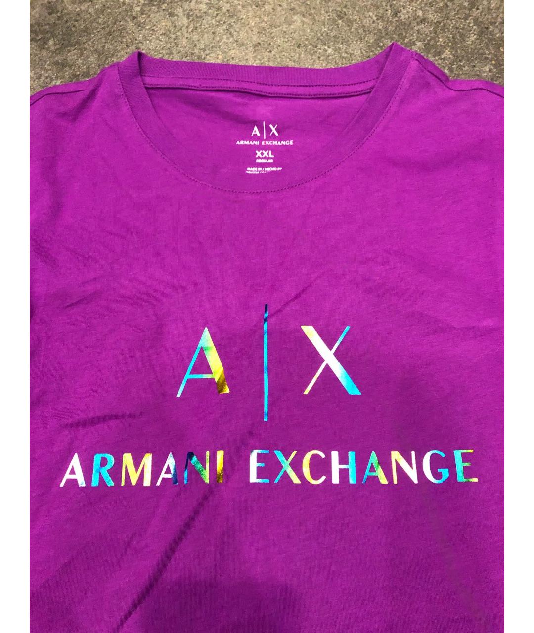 ARMANI EXCHANGE Фиолетовая хлопковая футболка, фото 3