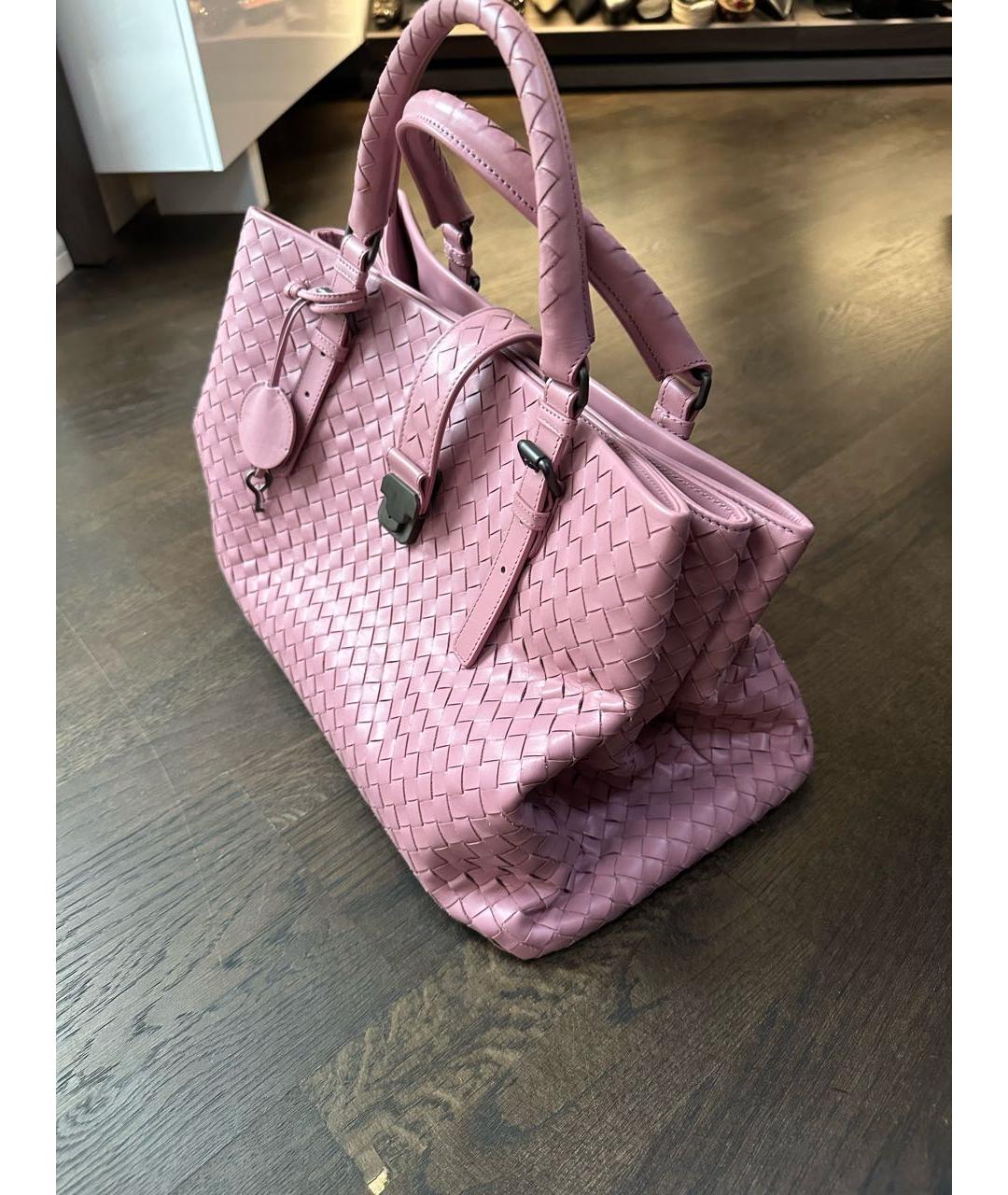 BOTTEGA VENETA Розовая кожаная сумка с короткими ручками, фото 2