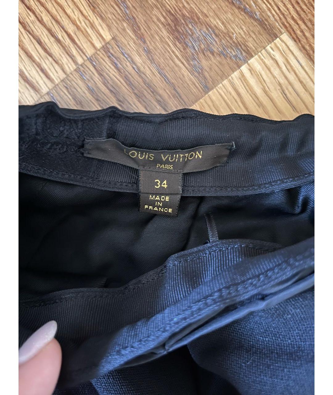 LOUIS VUITTON PRE-OWNED Черная шерстяная юбка мини, фото 2