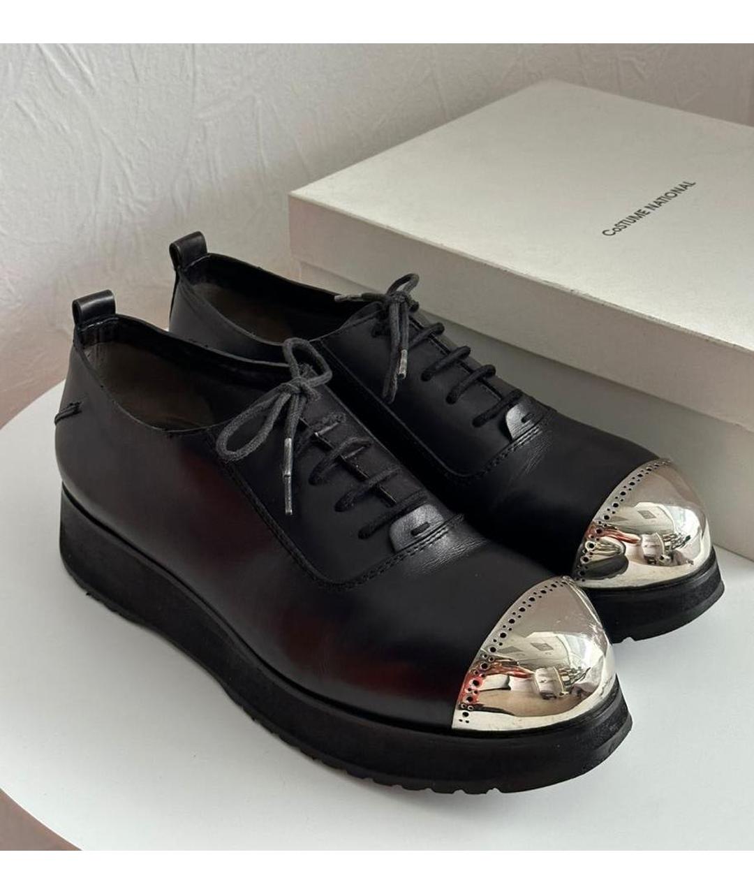 COSTUME NATIONAL Черные кожаные брогги и оксфорды, фото 9