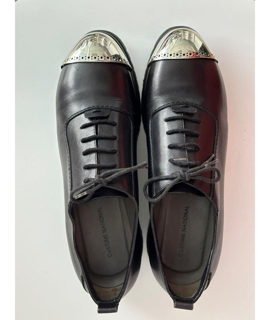 COSTUME NATIONAL Черные кожаные брогги и оксфорды, фото 6