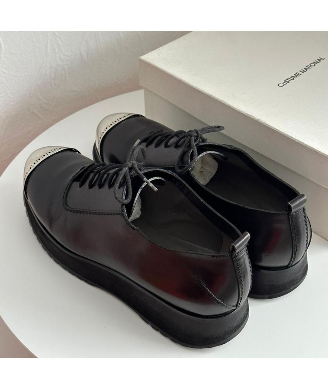 COSTUME NATIONAL Черные кожаные брогги и оксфорды, фото 2
