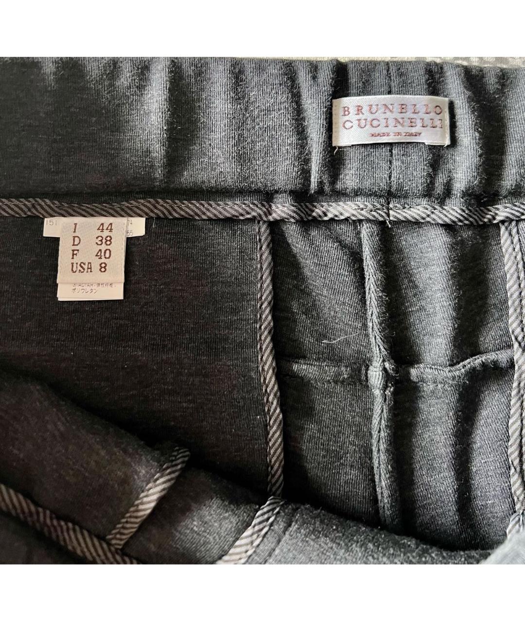 BRUNELLO CUCINELLI Серые хлопковые прямые брюки, фото 4