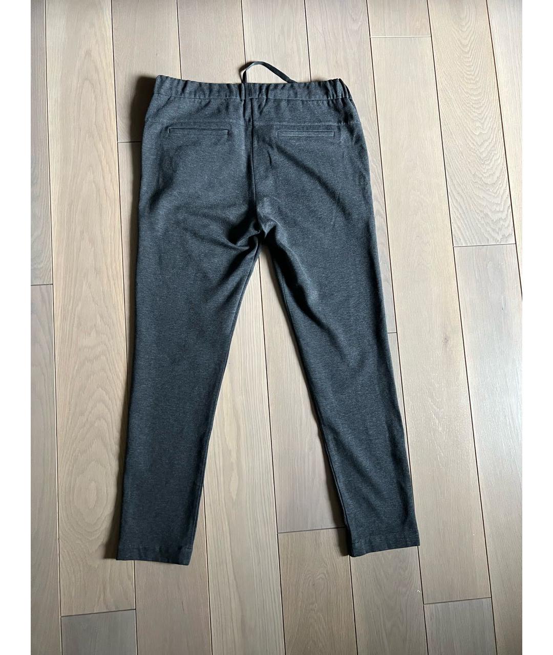 BRUNELLO CUCINELLI Серые хлопковые прямые брюки, фото 3