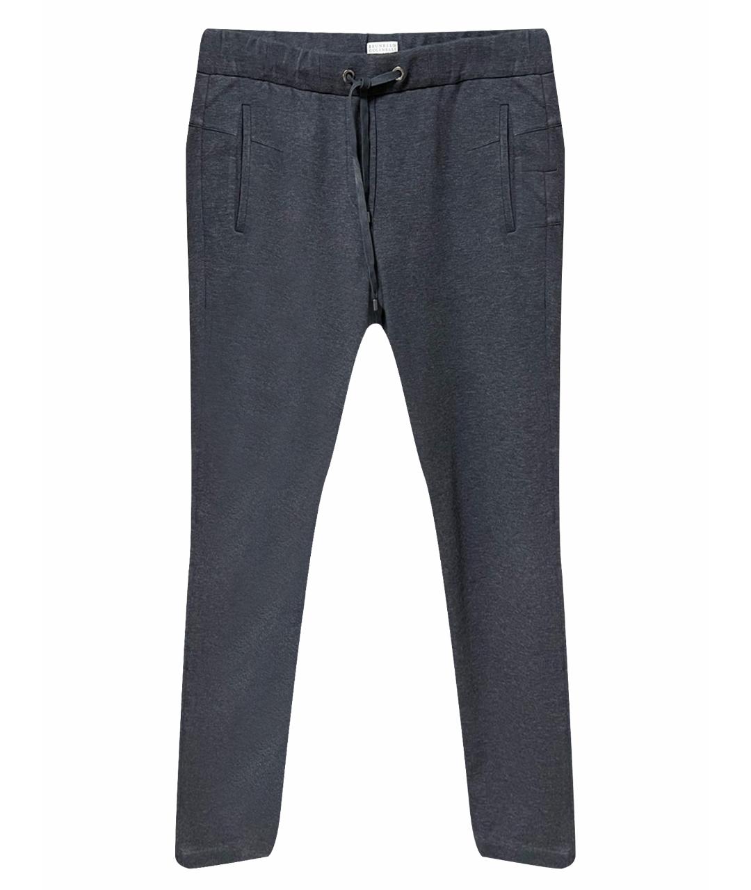 BRUNELLO CUCINELLI Серые хлопковые прямые брюки, фото 1