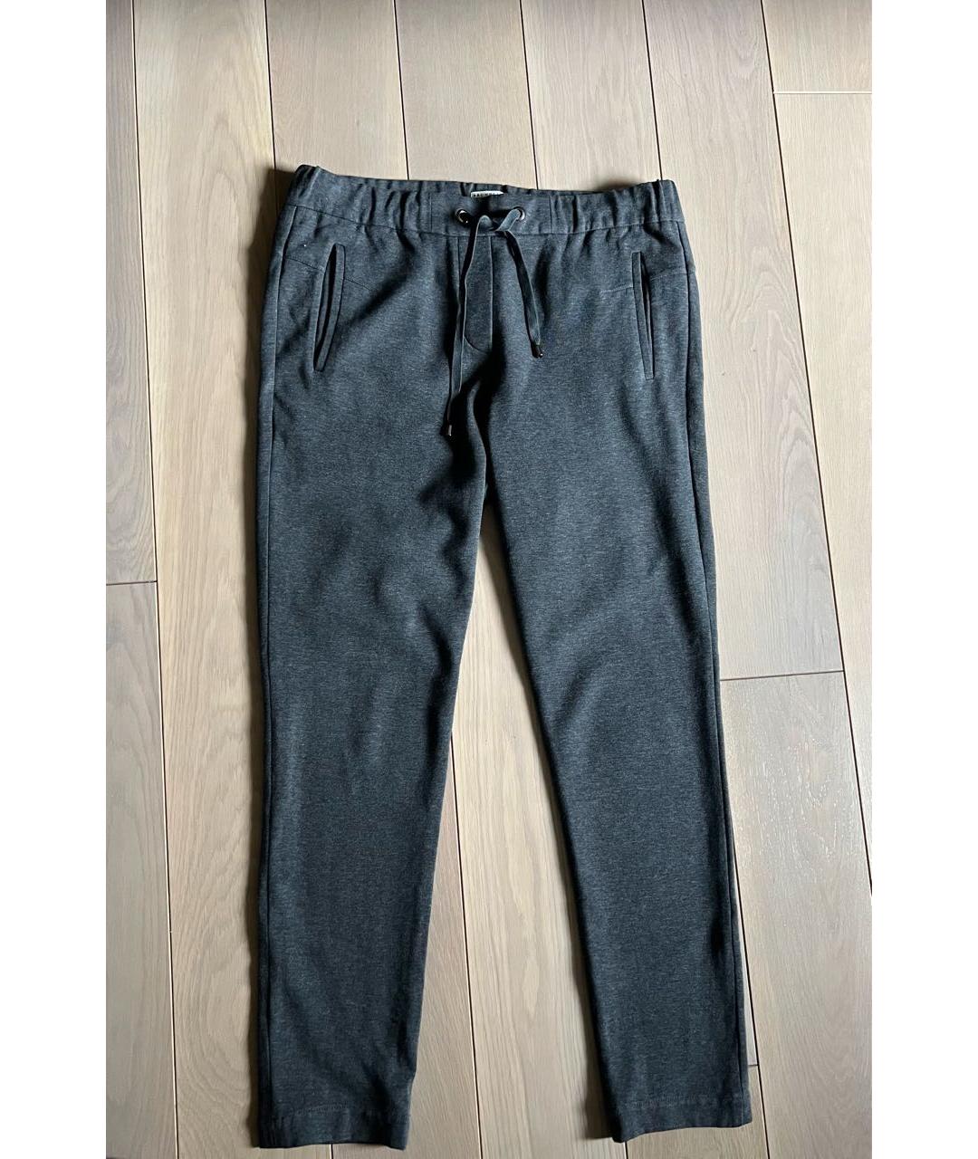 BRUNELLO CUCINELLI Серые хлопковые прямые брюки, фото 2