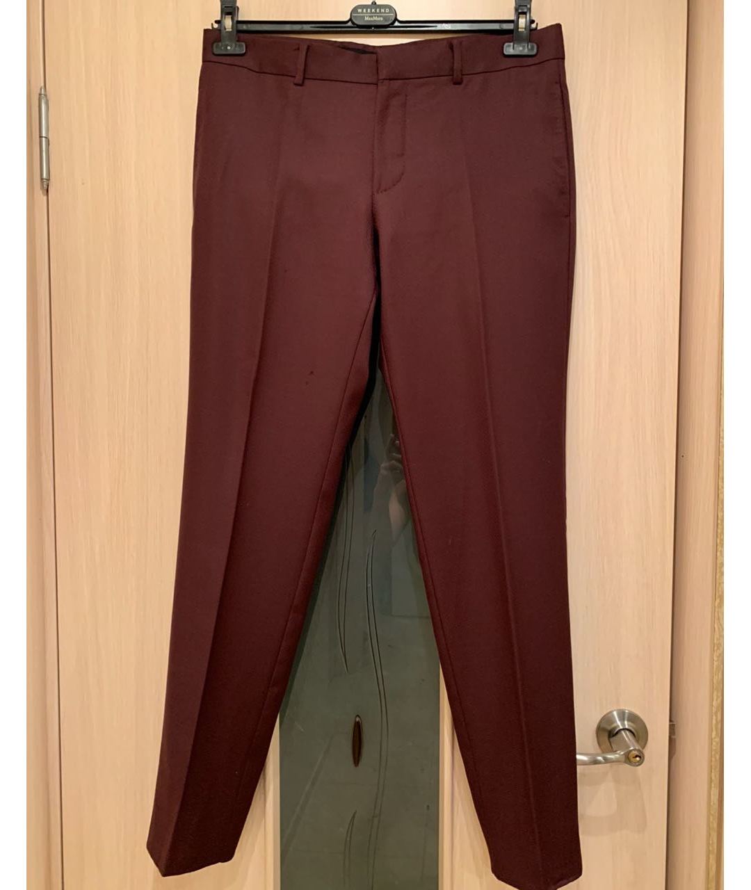 GUCCI Бордовые шерстяные классические брюки, фото 7
