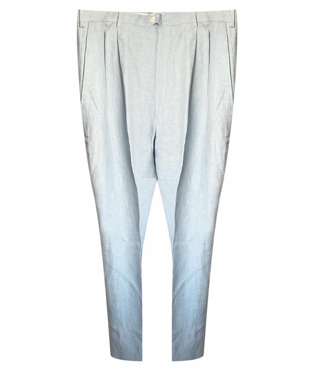 PAL ZILERI Голубые льняные классические брюки, фото 1
