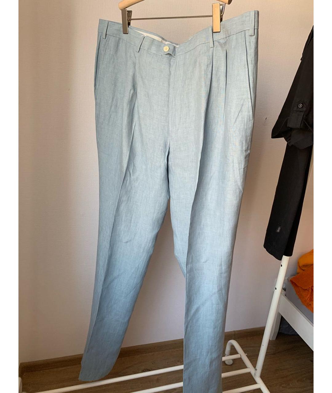 PAL ZILERI Голубые льняные классические брюки, фото 5