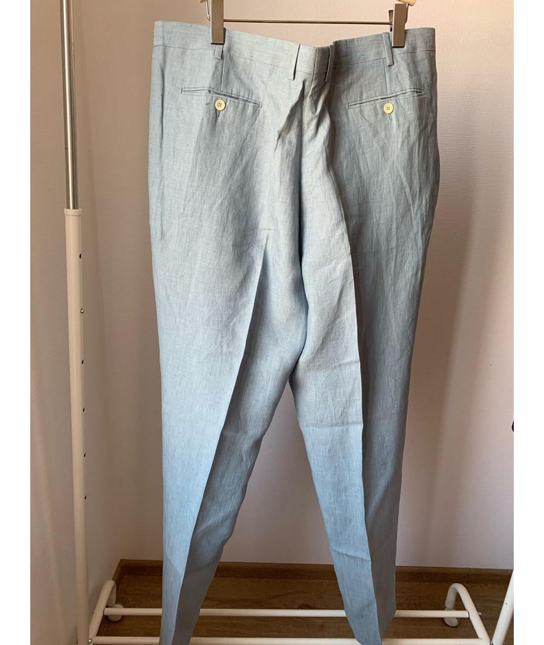 PAL ZILERI Голубые льняные классические брюки, фото 2