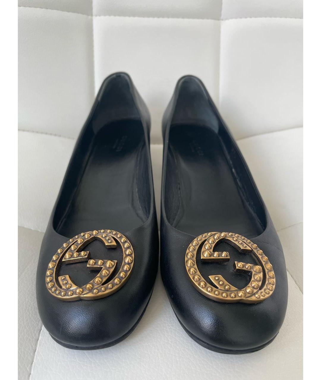 GUCCI Черные кожаные балетки, фото 4