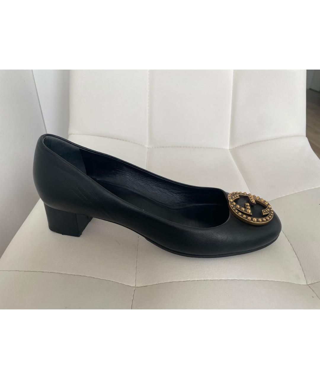 GUCCI Черные кожаные балетки, фото 9