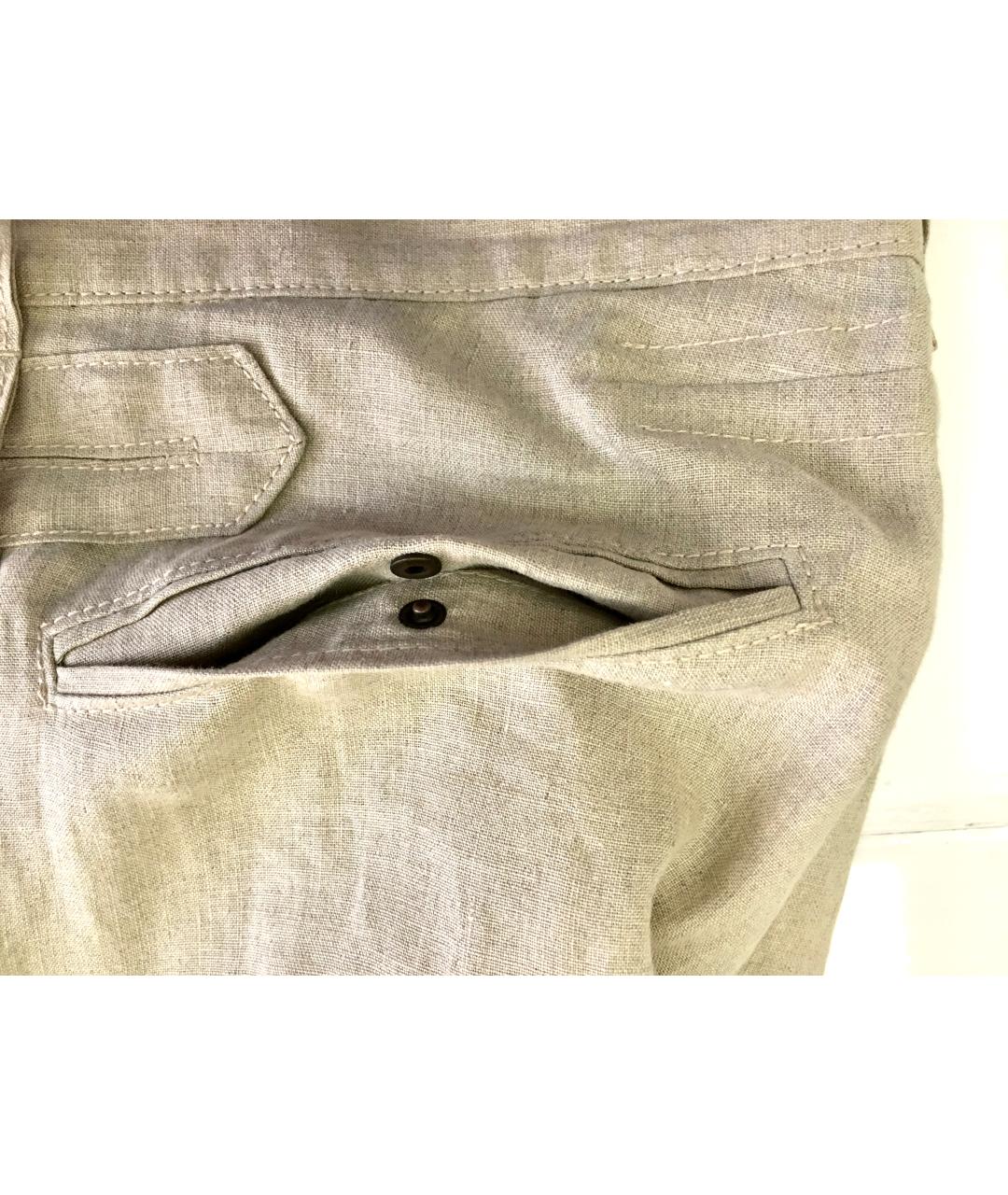BILANCIONI Бежевые льняные повседневные брюки, фото 7
